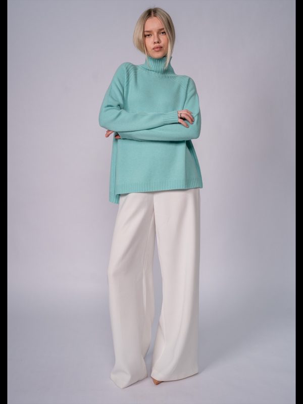 Raglan Oversized Turtleneck Sweater in Mint Green