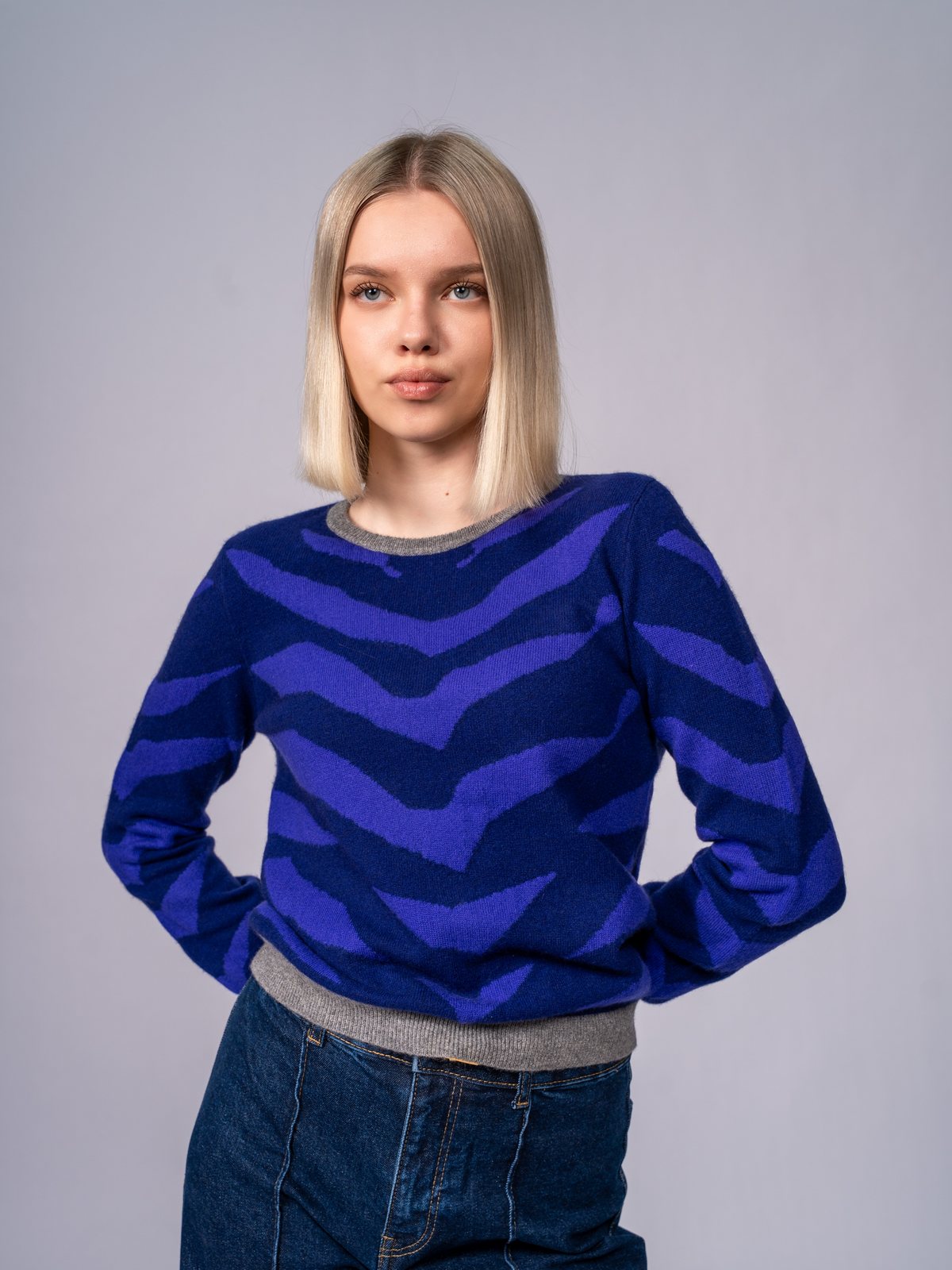 Jersey de rayas en chevron · Cobalt Blue — vista 1
