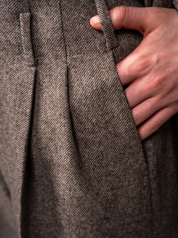 Pantalon en tweed chevron · Brown