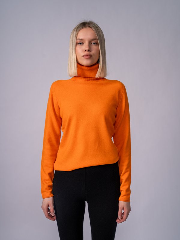 Rib-Panel Turtleneck Sweater in Jaffa