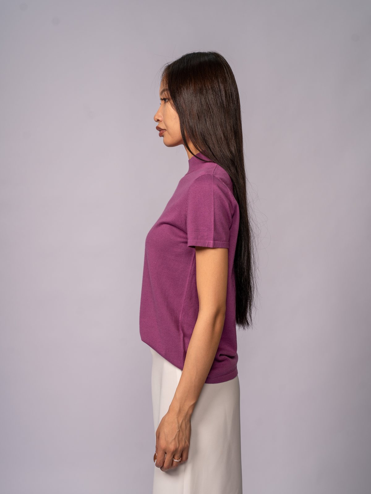 Топ с коротким рукавом и невысоким воротом · Mauve — вид 1