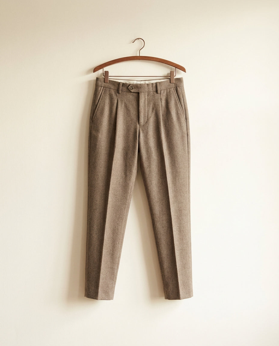 Pleated Wool Chinos