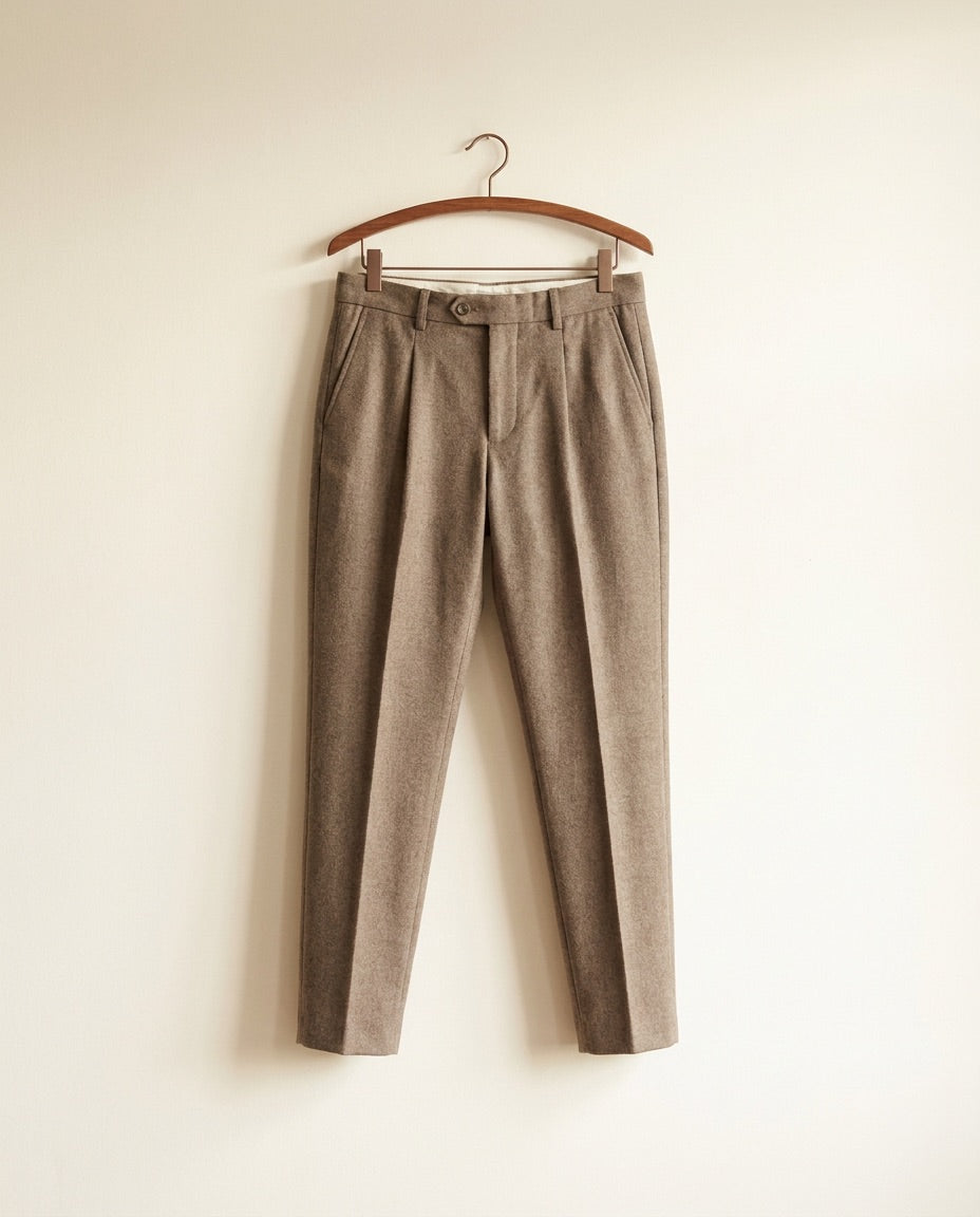 Pleated Wool Chinos