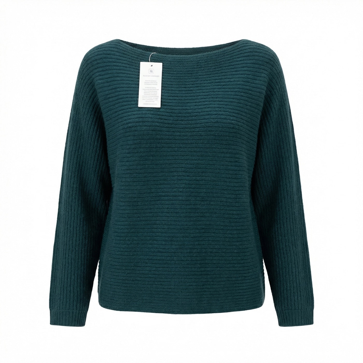 Ribbed Boat-Neck Pullover