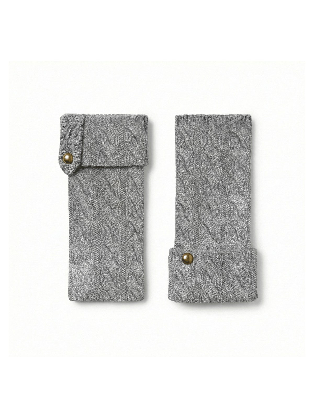 Cashmere Fingerless Mittens · Grey — flat