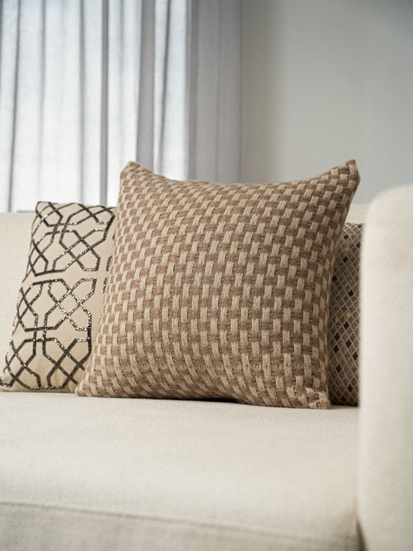 Basketweave Cushion Cover · Tan