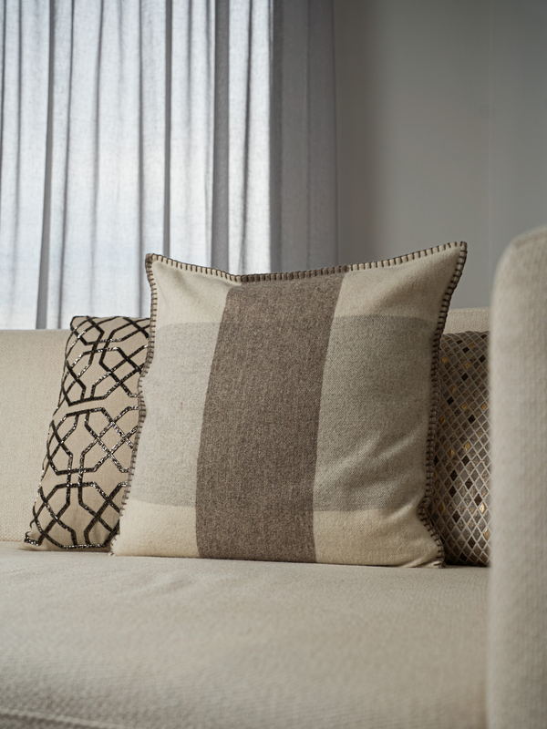 Colour-Block Cushion Cover · Cream & Taupe