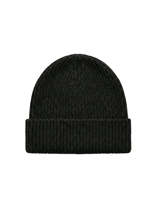 Rippstrick-Kaschmirmütze · Black