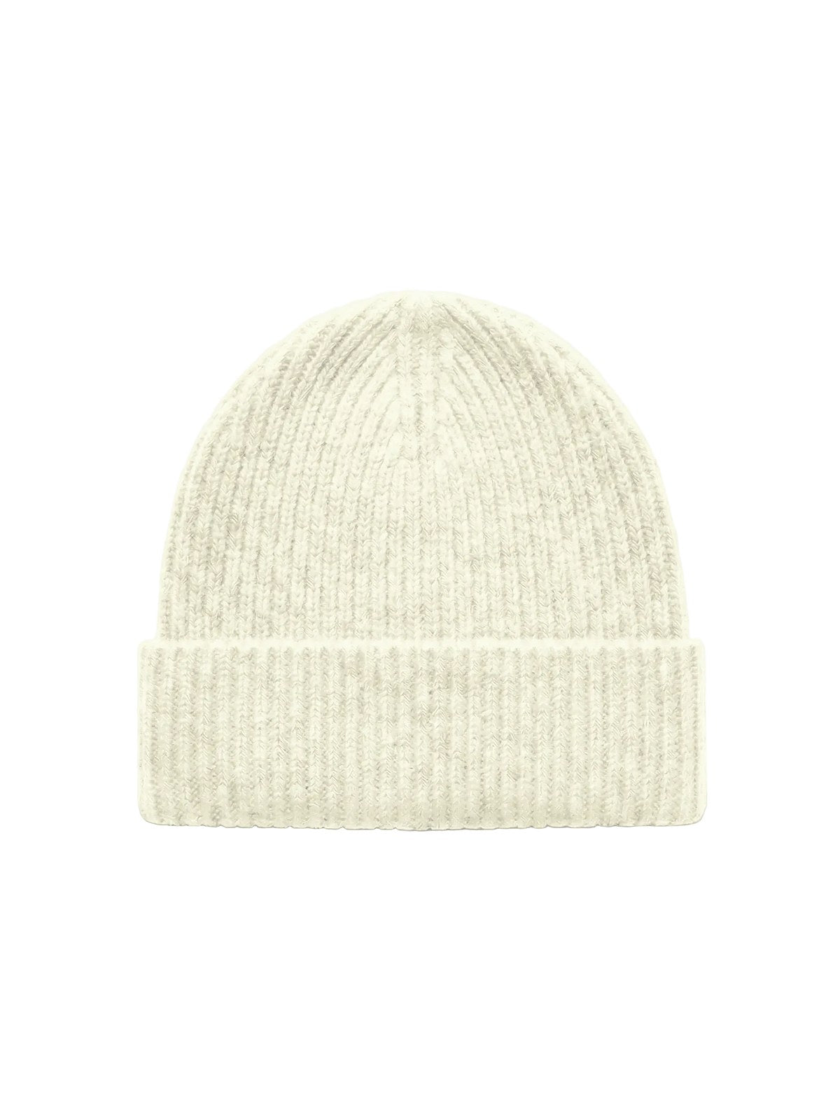 Ribbed Cashmere Beanie · Ivory — flat