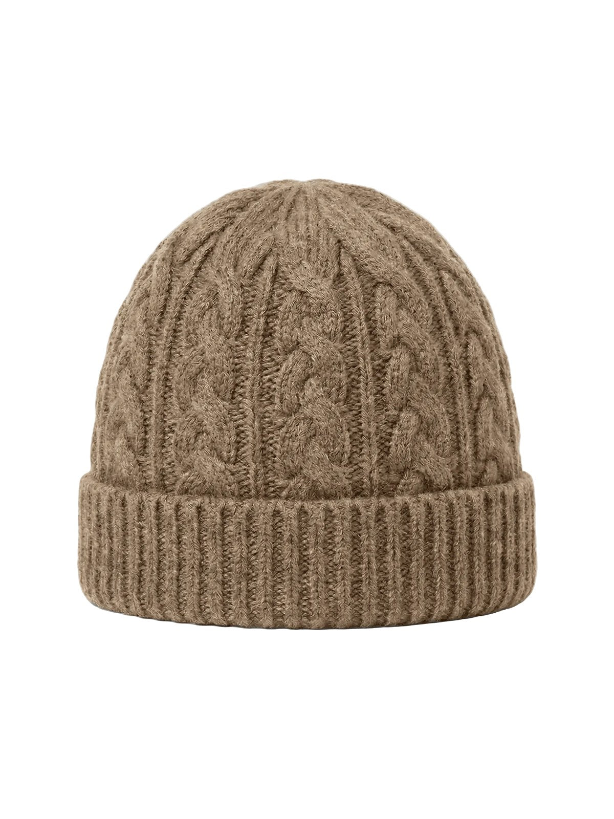 Victoria Cashmere Knitted Beanie · Brown — flat