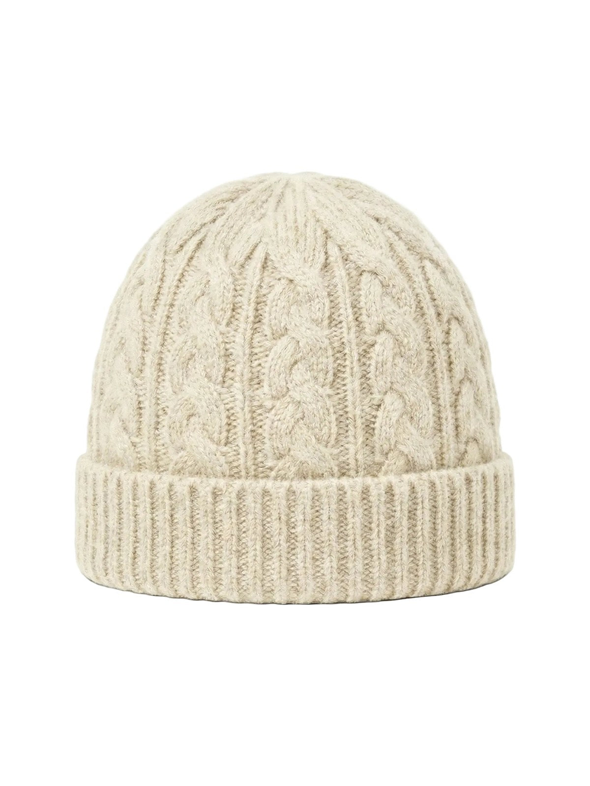 Victoria Cashmere Knitted Beanie · Oatmeal — flat