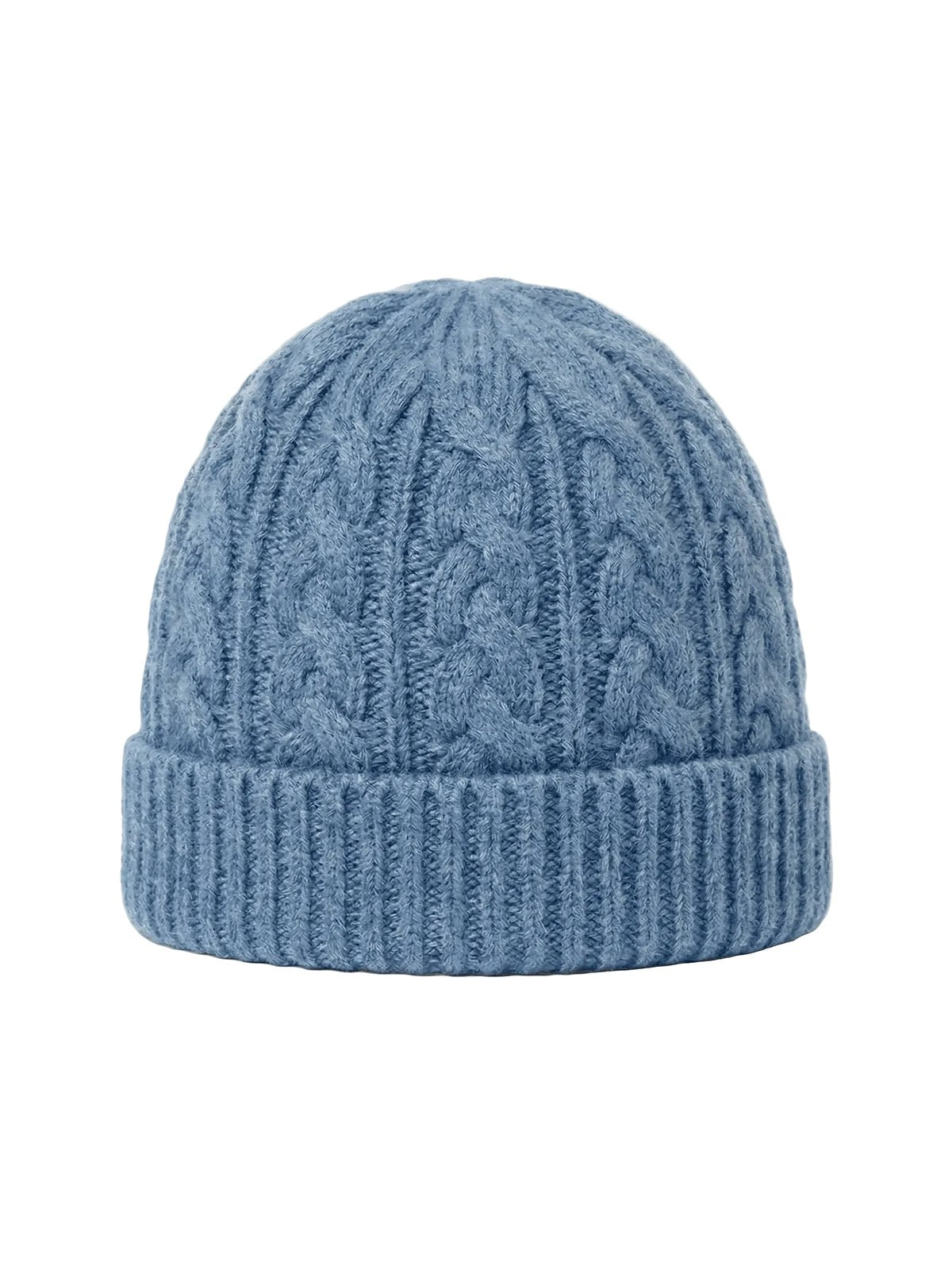 Victoria Cashmere Knitted Beanie · Sky Blue — flat