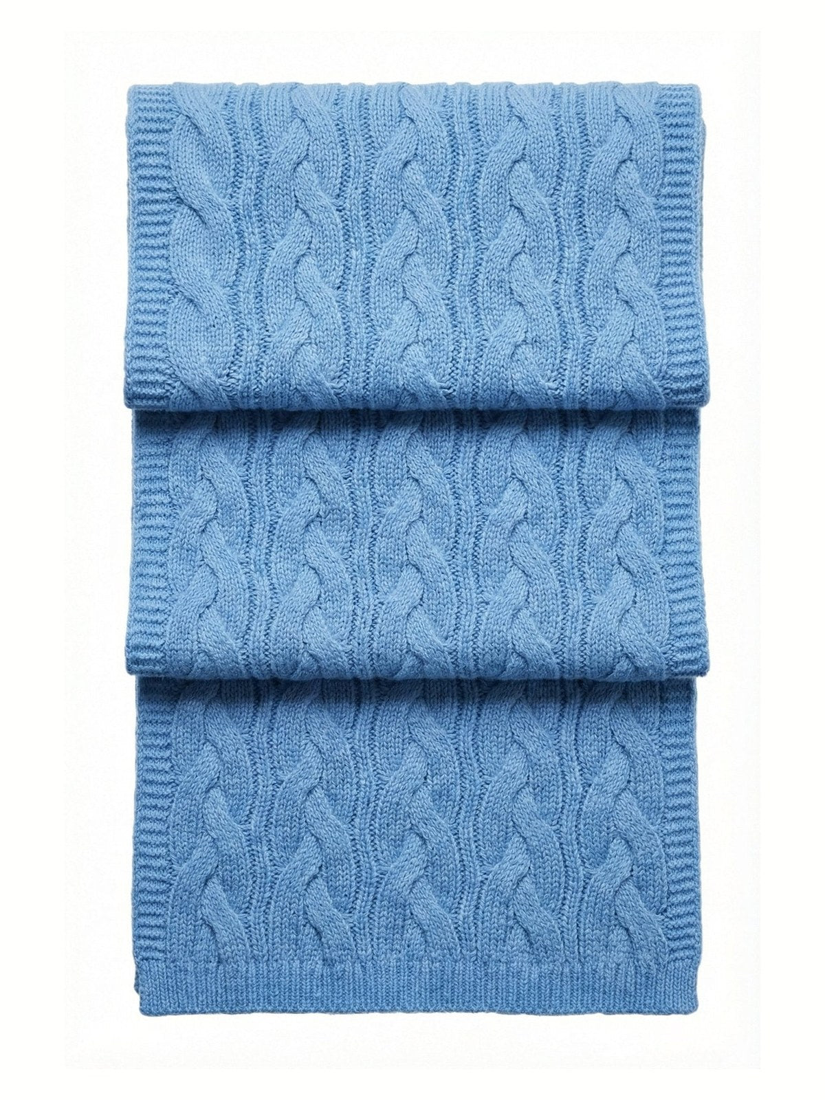 Victoria Cashmere Knitted Scarf · Sky Blue — flat