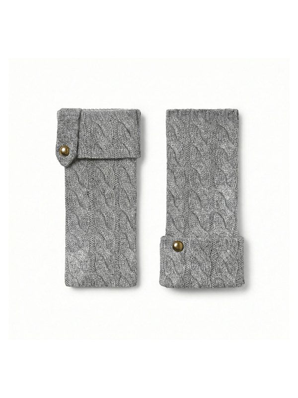 Cashmere Fingerless Mittens · Grey