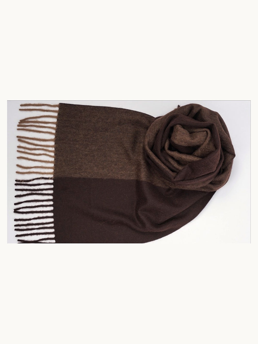 Bufanda de cachemira con bloques de color · Tan & Dark Brown