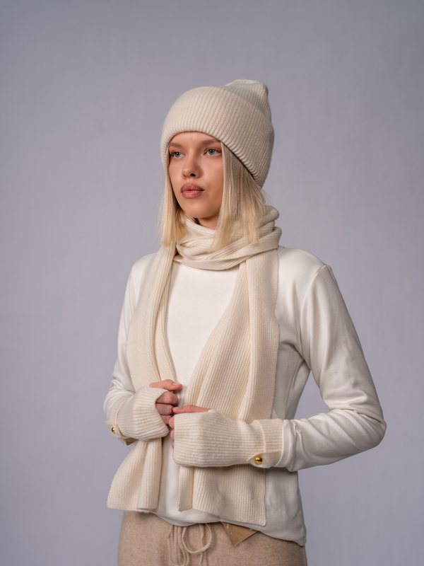 Ribbed Beanie · Organic White