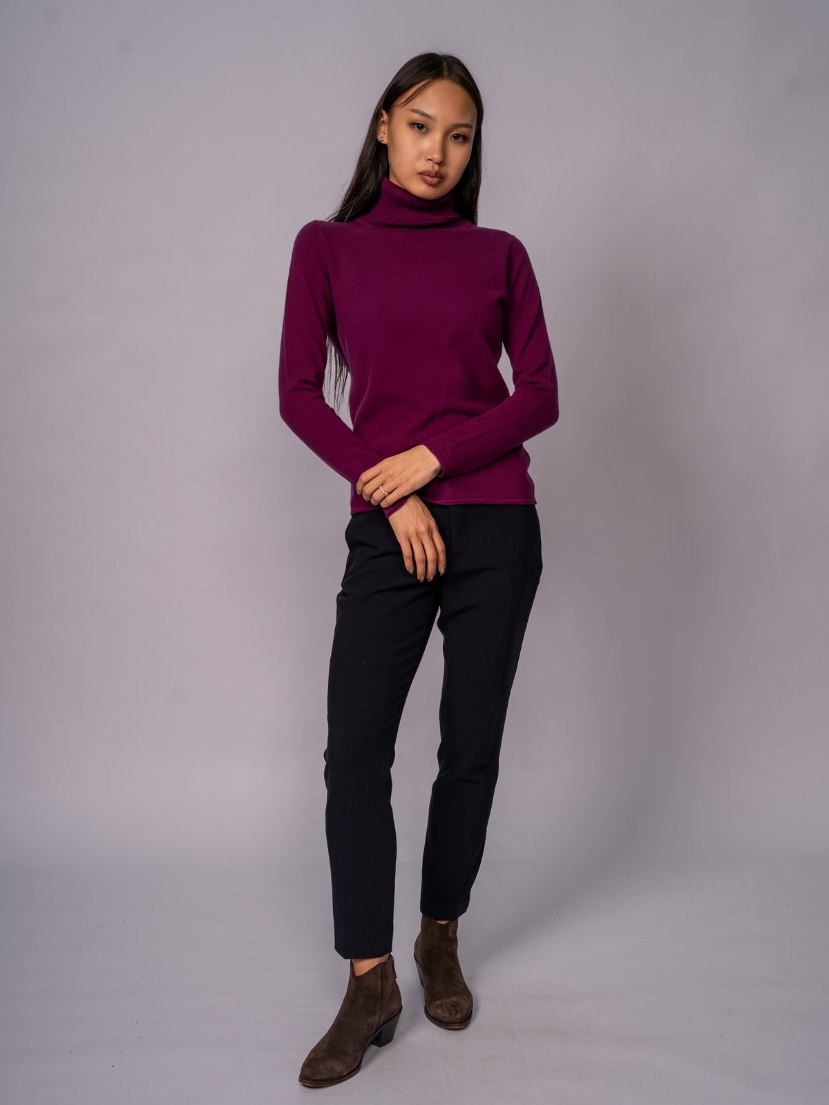 合体高领毛衫 · Blackcurrant — 视图 1
