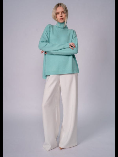 Raglan Oversized Turtleneck Sweater in Mint Green