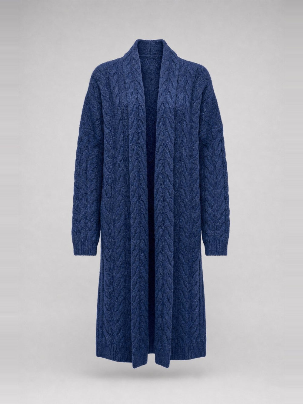 Zopfmuster-Cardigan in Mantellänge · Dk Denim
