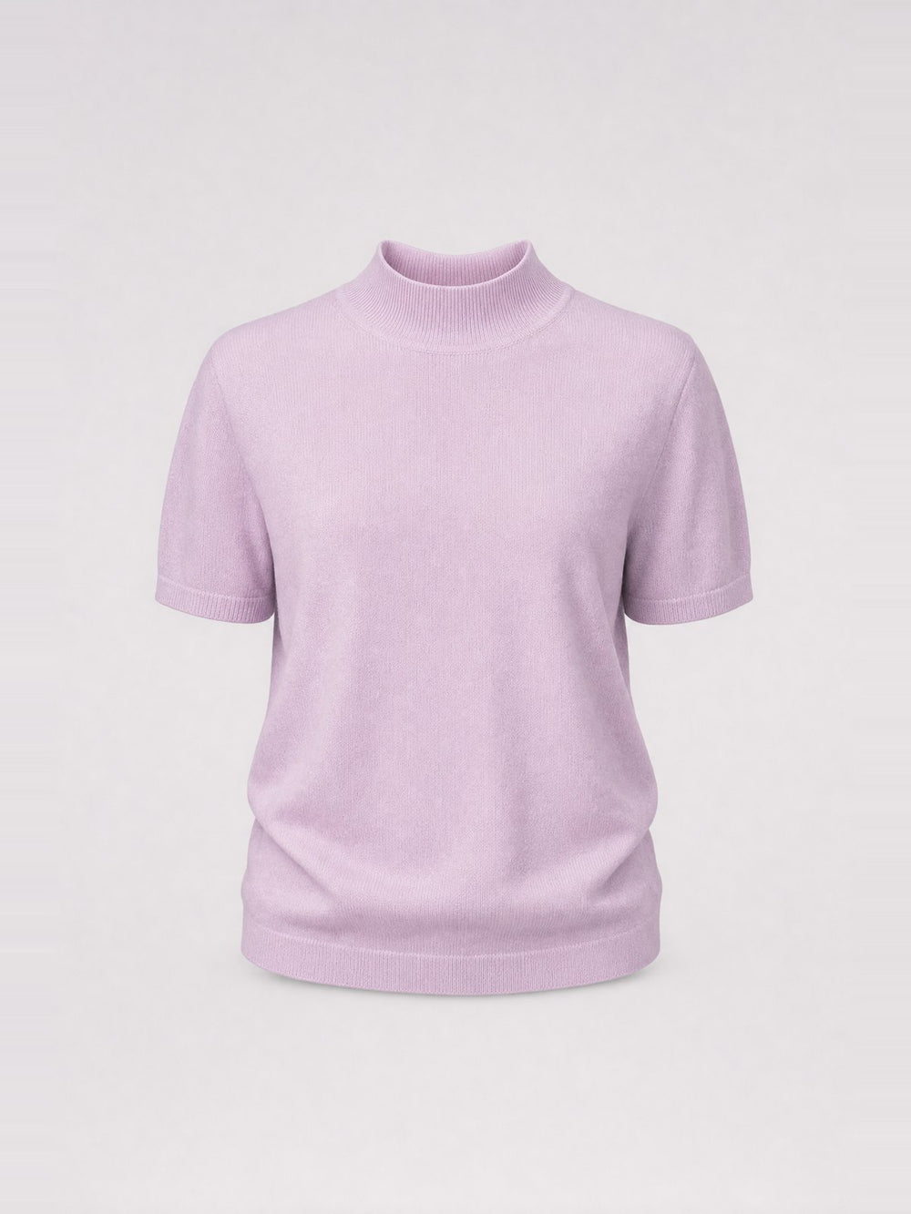 Mock-Neck Short-Sleeve Knit Top · Lilac