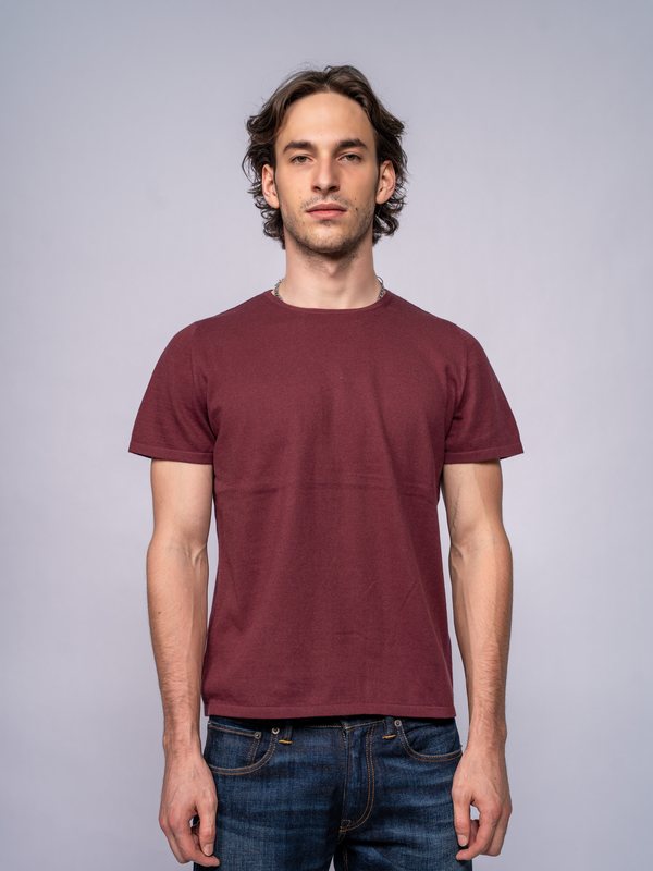 Men’s Short-Sleeve Crewneck Top in Burgundy