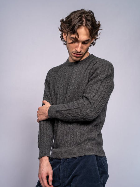 Maglione Girocollo a Trecce · Derby Grey
