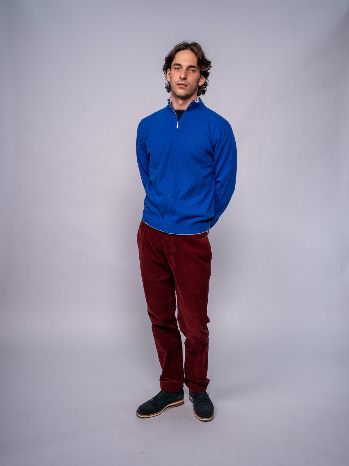 Cardigan con Zip Integrale e Collo Montante · Royal Blue — vista 1