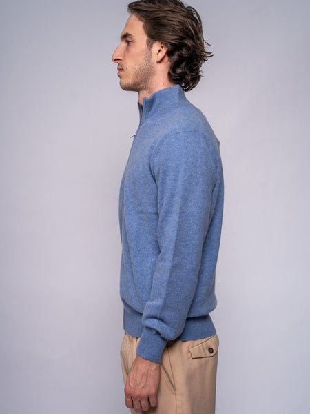 Cardigan da uomo con zip integrale e collo alla coreana · Stonewash