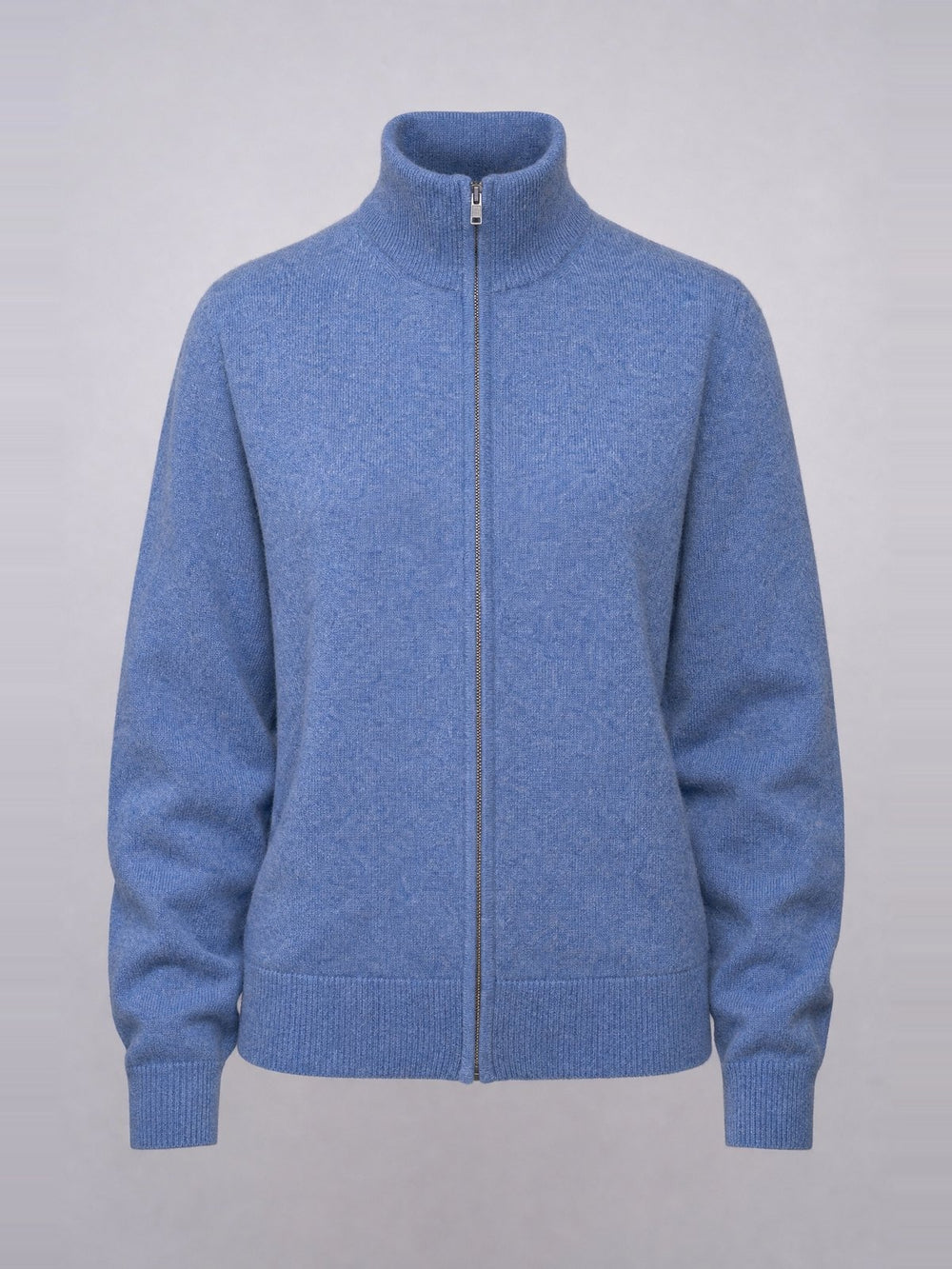 Cárdigan con cuello alzado y cremallera completa para hombre · Stonewash