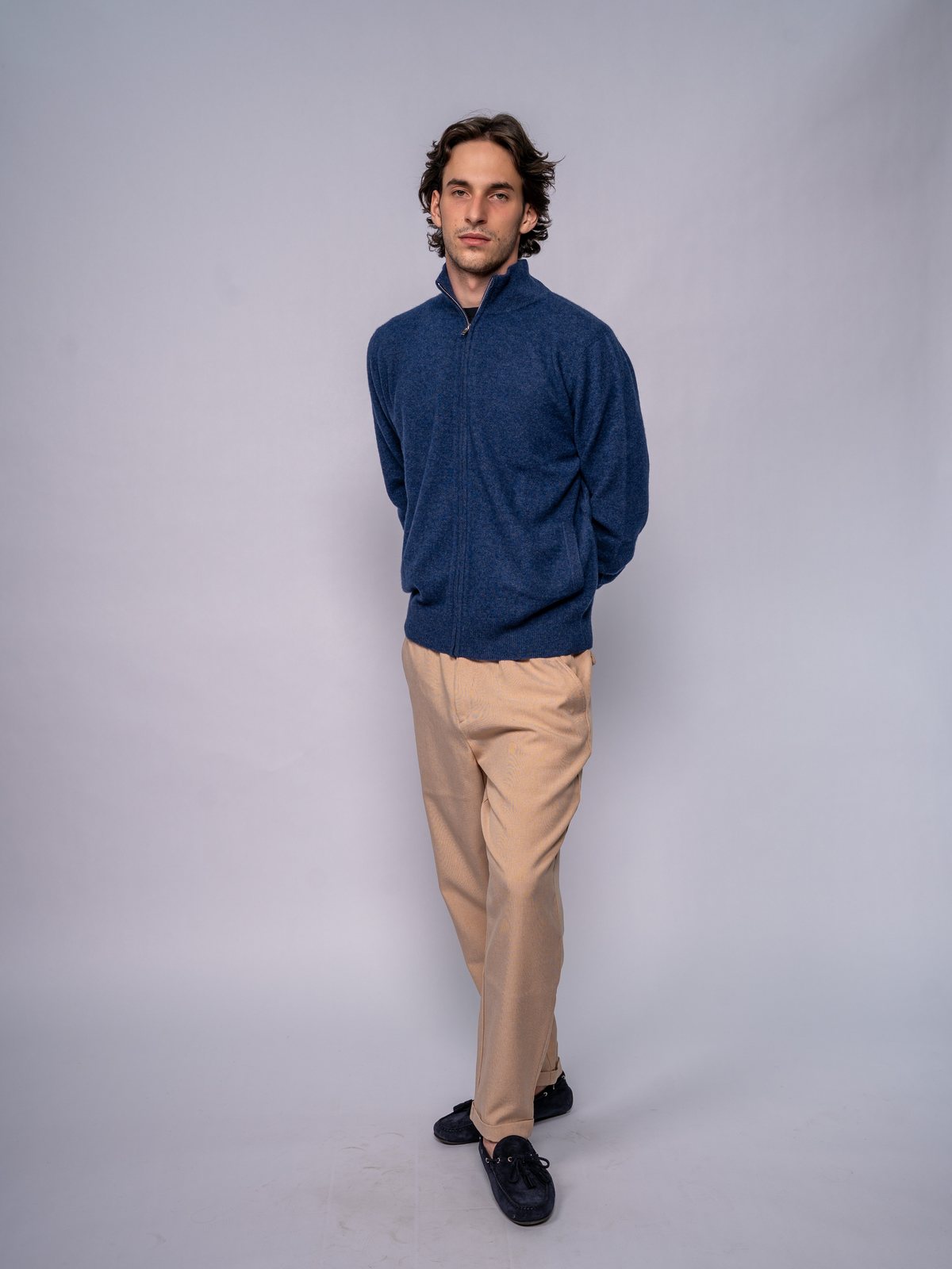 Cardigan con Zip Integrale e Collo Montante · Dk Denim — vista 1