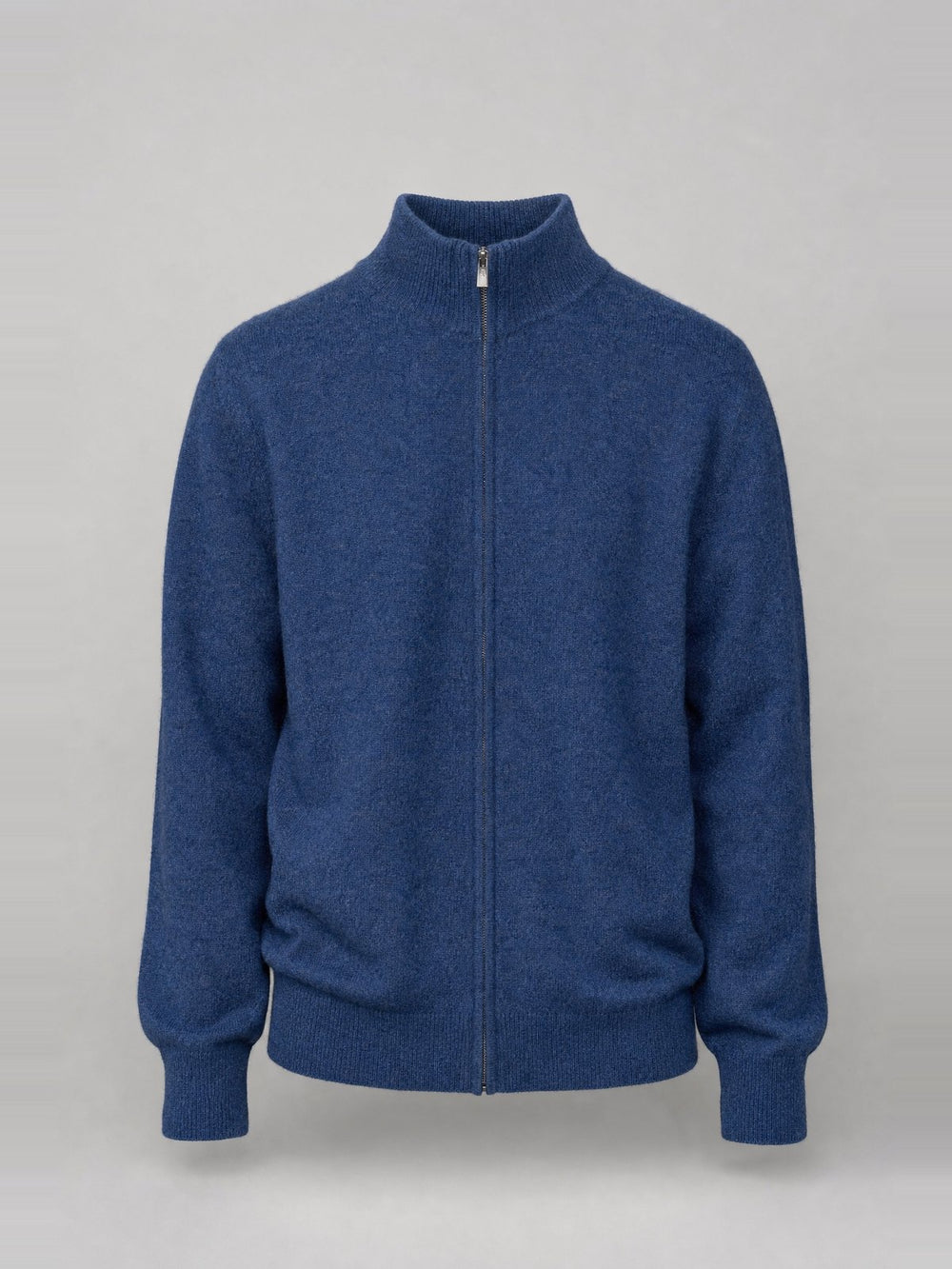 Cardigan con Zip Integrale e Collo Montante · Dk Denim