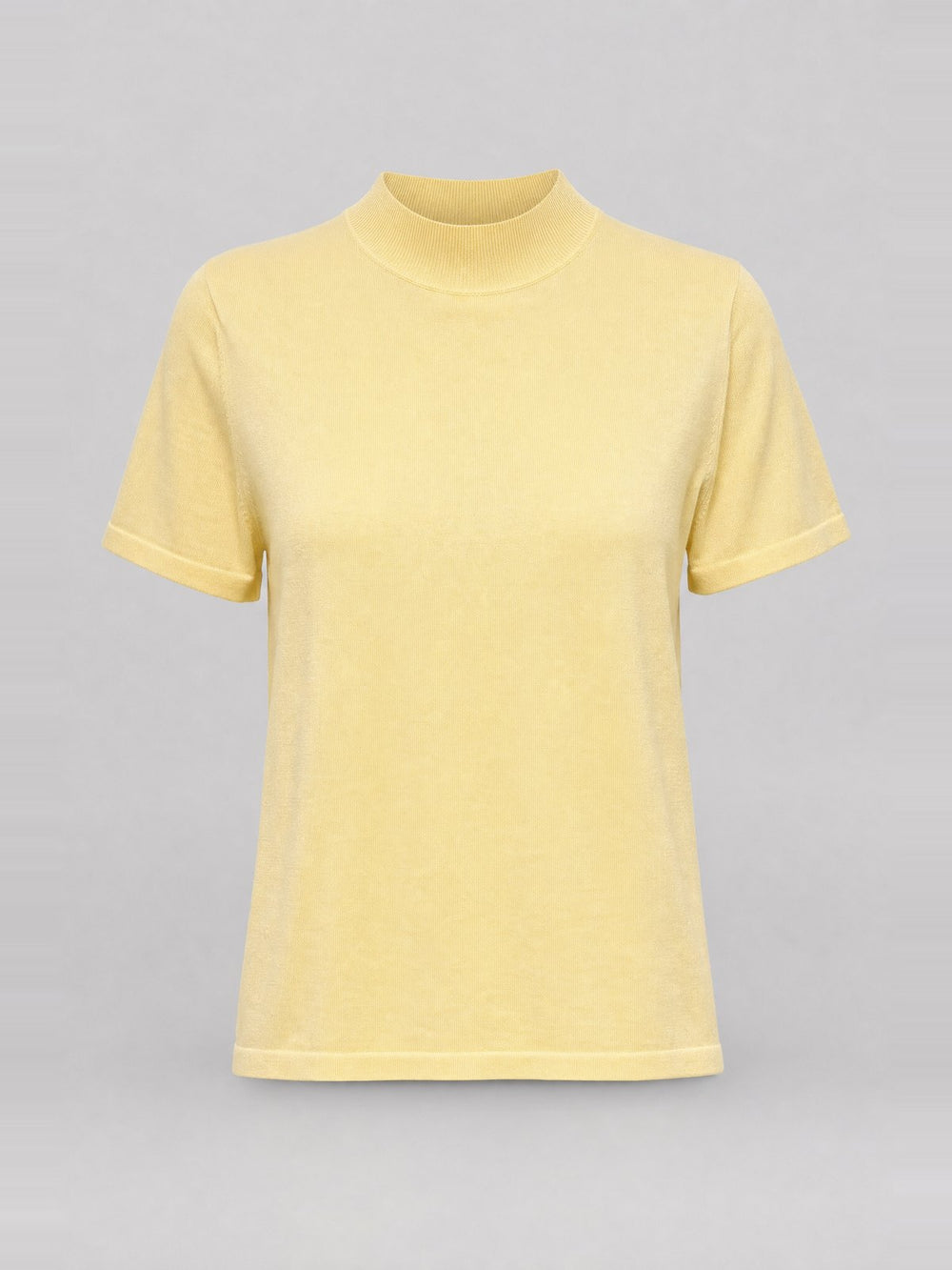 Mock-Neck Short-Sleeve Knit Top · Pale Yellow