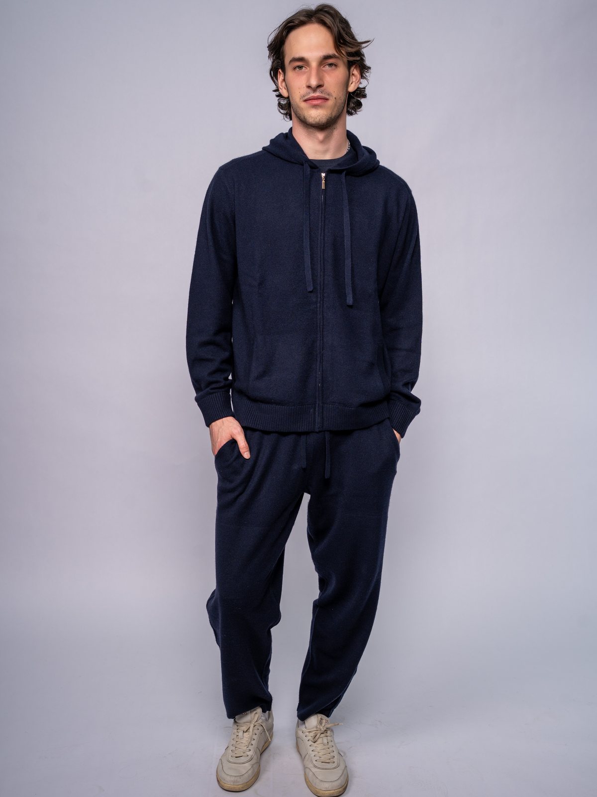 Felpa Lounge con Cappuccio e Zip Integrale · Dk Navy — vista 1