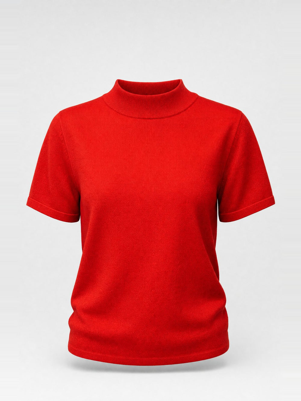 Haut en maille manches courtes col montant · Red