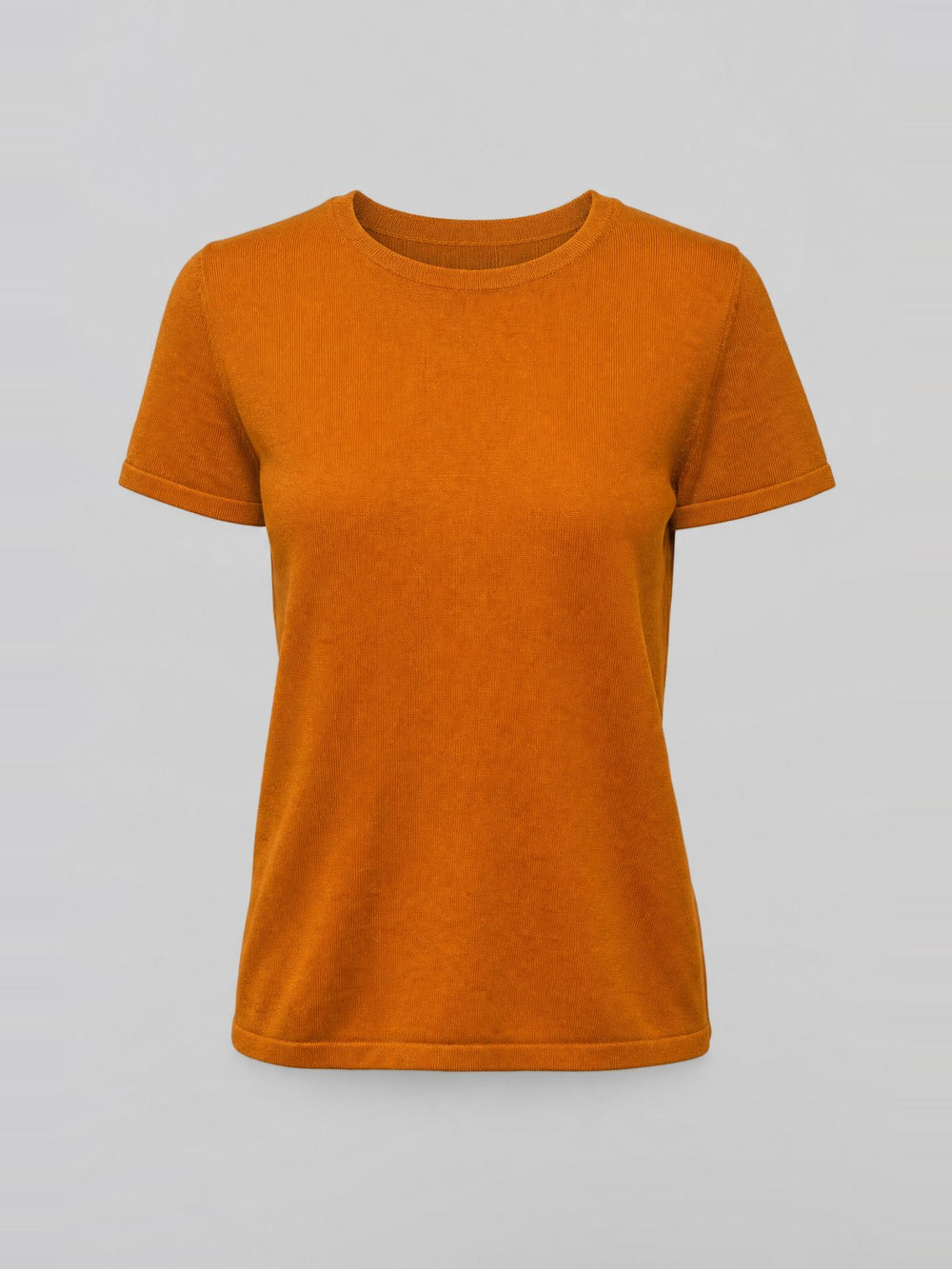 Crew-Neck Short-Sleeve Knit Top · Amber