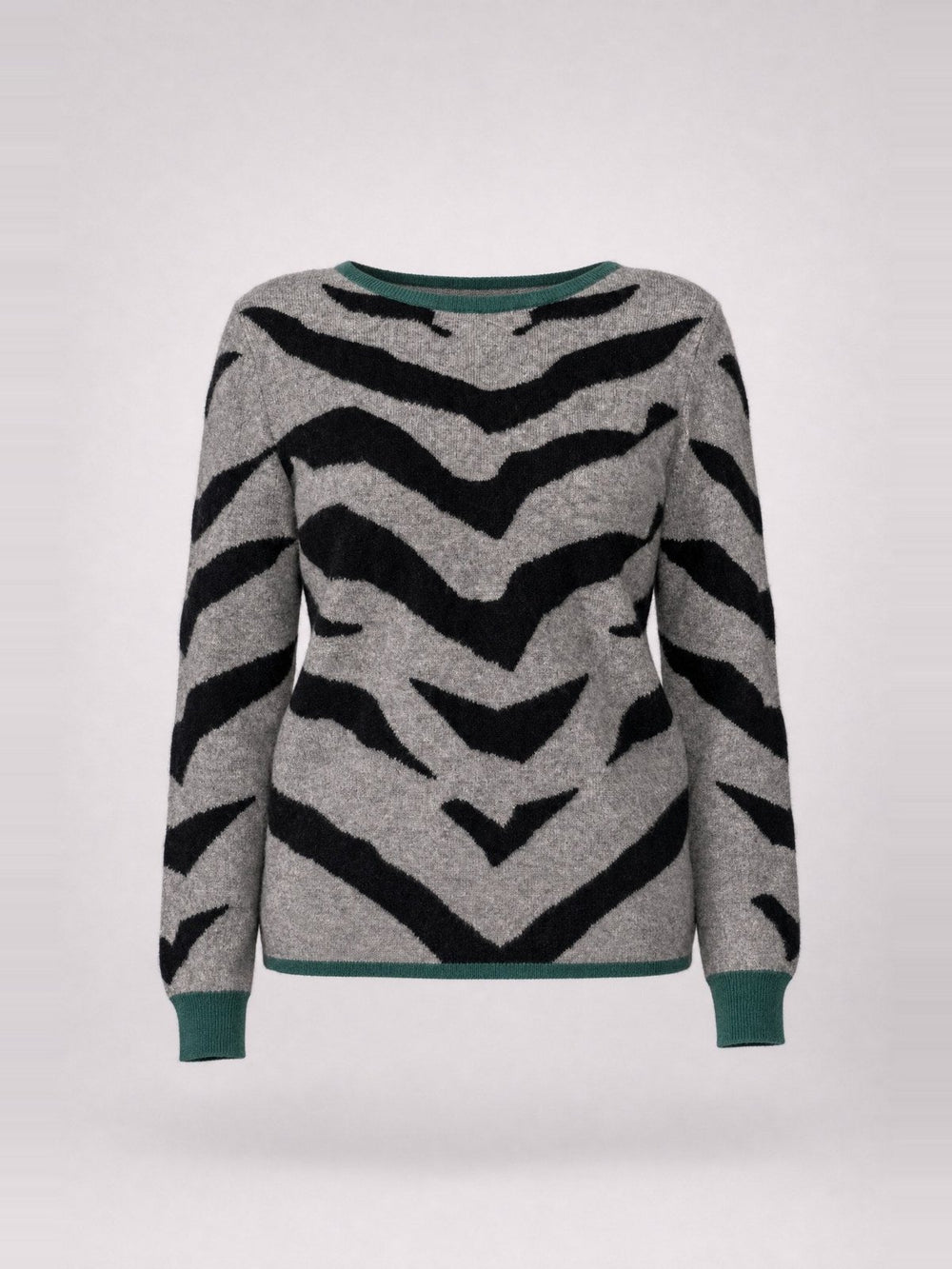 Chevron-Stripe Sweater · Grey & Black