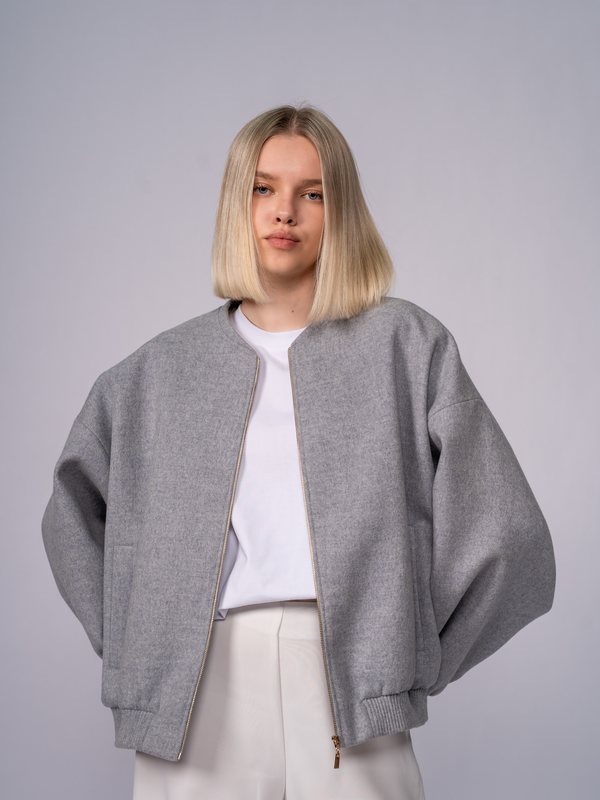 Schafwoll-Bomberjacke · Grey Marl