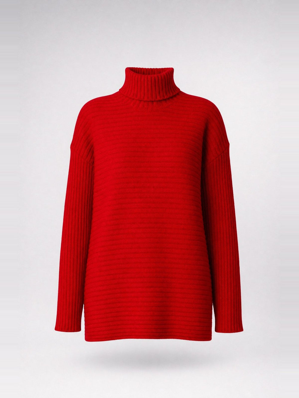 Pull col roulé à côtes horizontales · Red