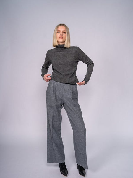 Fitted Turtleneck Sweater in Grey