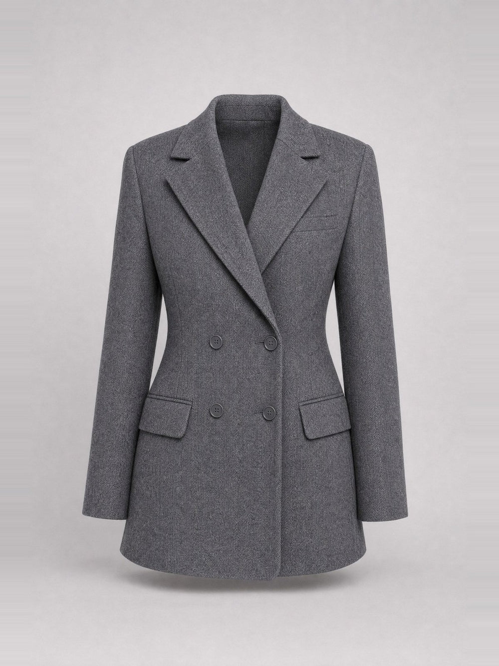 Einreihiger Fischgrat-Tweed-Blazer · Grey