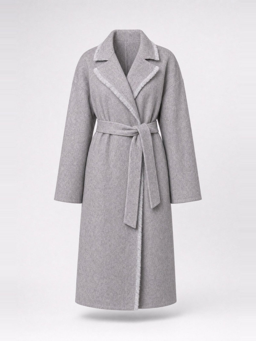 Wickelmantel mit Gürtel und Kontrastkante · Light Grey