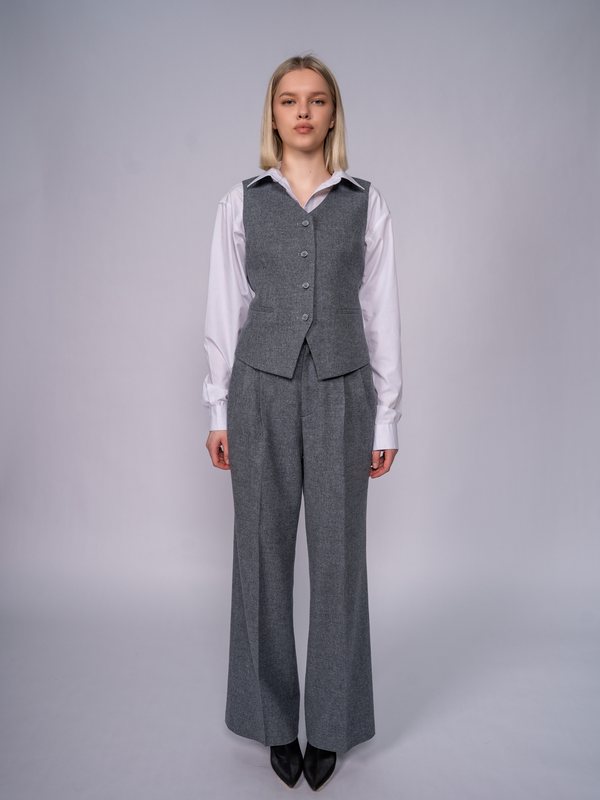 Tailored Wool Vest in Grey