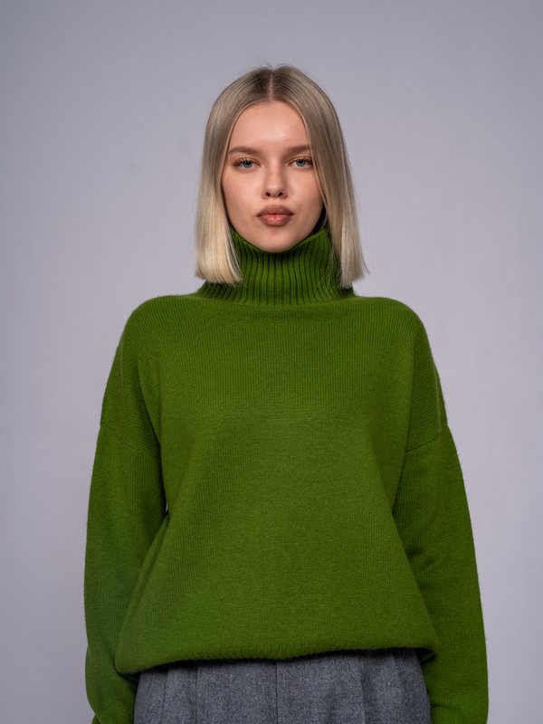 Oversized Turtleneck Sweater in Spring Green