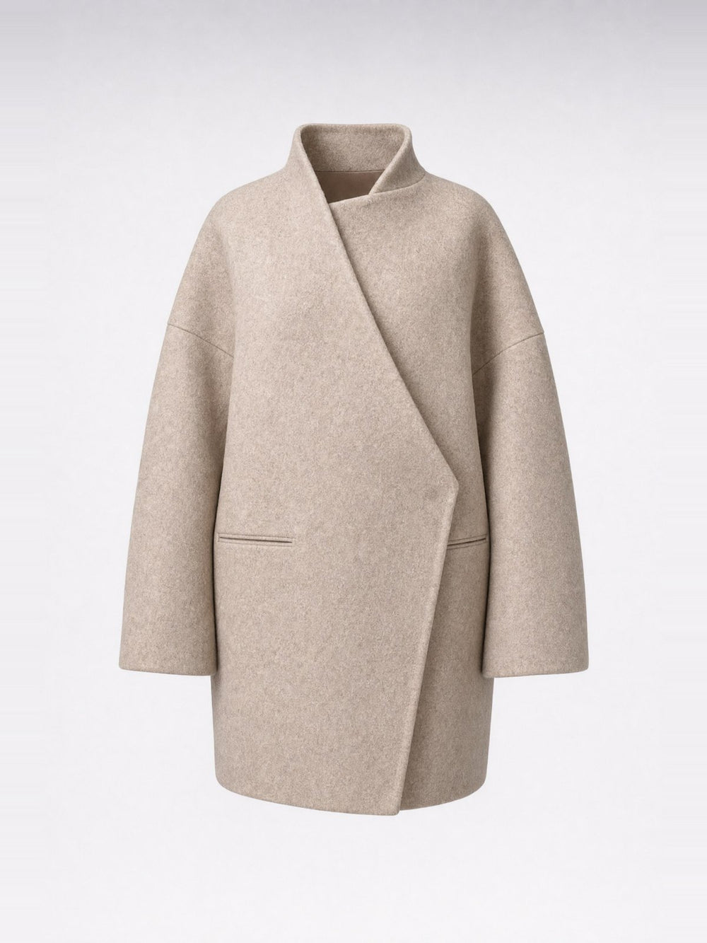 Cappotto Cocoon con Collo a Imbuto · Organic Lt Brown