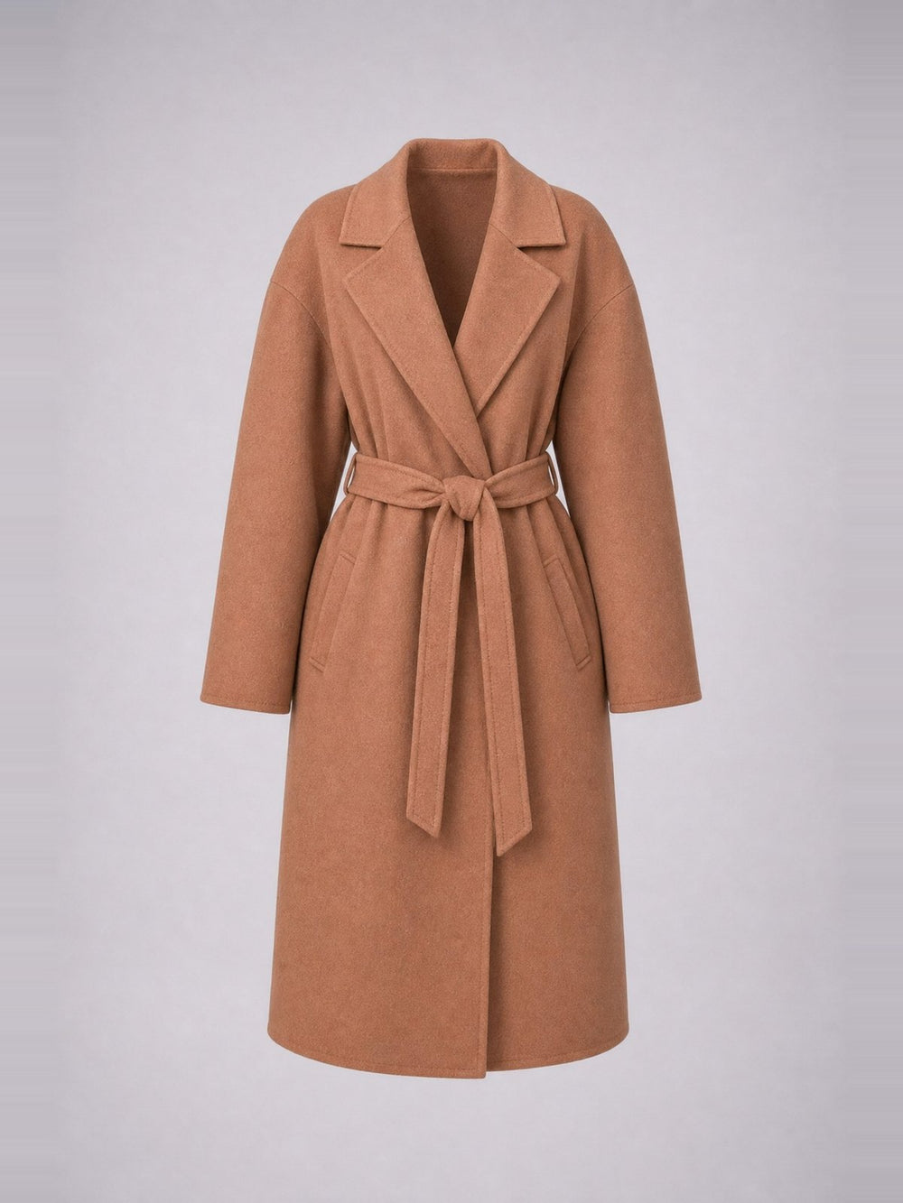 Wickelmantel mit Gürtel · Camel