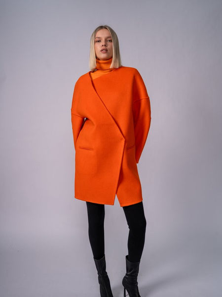 Cappotto Cocoon con Collo a Imbuto · Burnt Orange