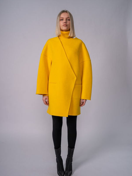 Cappotto Cocoon con Collo a Imbuto · Lemon