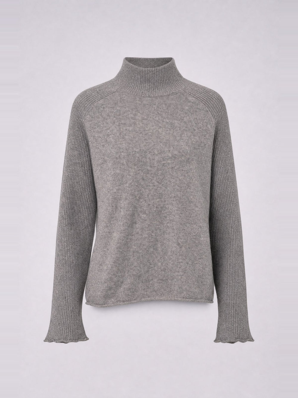 골지 패널 터틀넥 스웨터 · Mid Grey