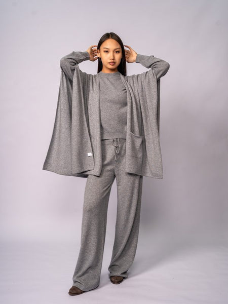 Draped Pocket Poncho in Felt Grey