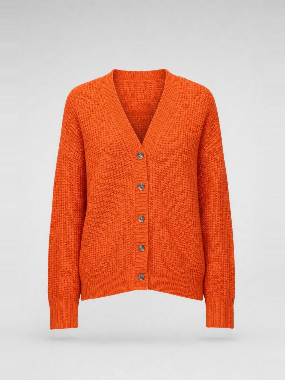 Cardigan a Punto Fantasia con Bottoni · Rust